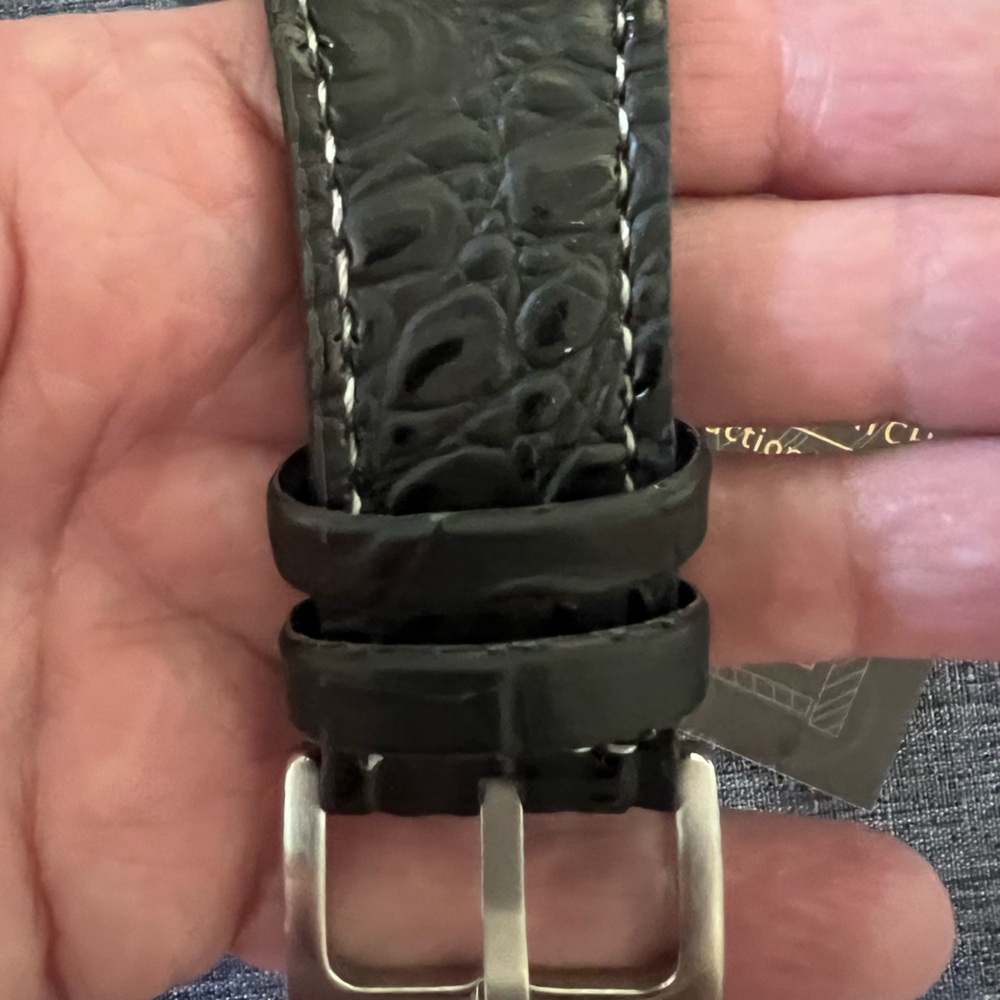 OULM Men’s Watch Silver with All Leather Strap in Black NWT FULL INCLUSION - Picture 7 of 16
